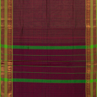 Magenta And Green Kanchi Cotton Saree For Festive Wear PV MM KC 929
