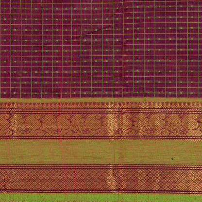 Magenta And Green Kanchi Cotton Saree For Festive Wear PV MM KC 929