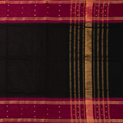 Black And Magenta Kanchi Cotton Saree For Festive Wear PV MM KC 926