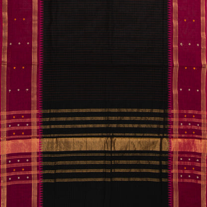 Black And Magenta Kanchi Cotton Saree For Festive Wear PV MM KC 926