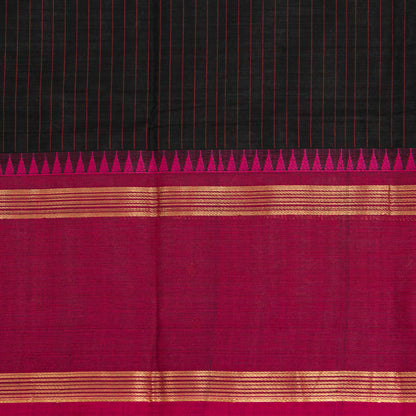 Black And Magenta Kanchi Cotton Saree For Festive Wear PV MM KC 926