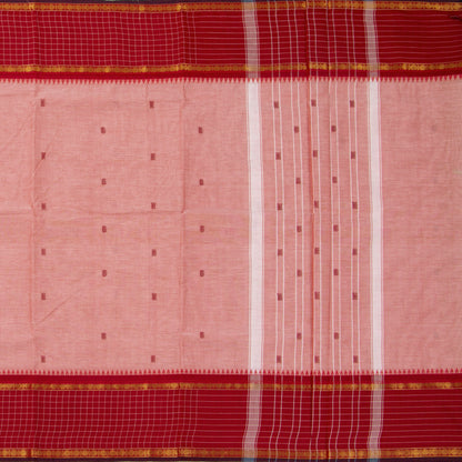 Peach And Red Kanchi Cotton Saree For Festive Wear PV MM KC 949