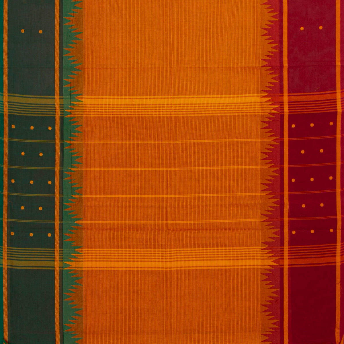 Orange Kanchi Cotton Saree Ganga Jamuna Border For Festive Wear PV MM KC 932