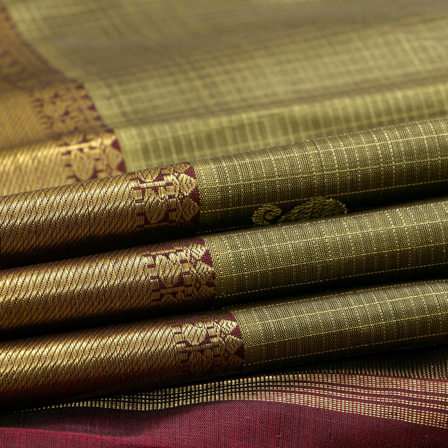 Green And Maroon Kanchipuram Silk Saree For Wedding Wear PV NYC 1445