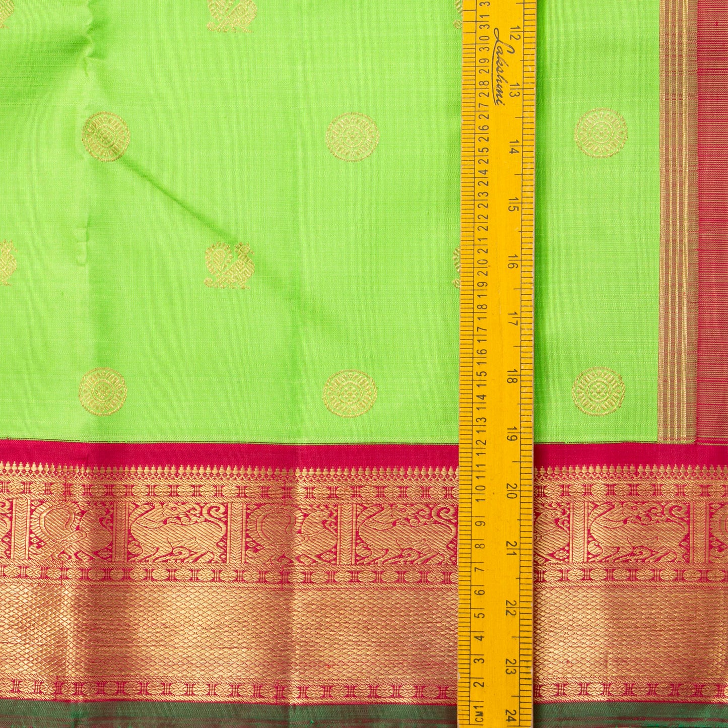 Green And Red Kanchipuram Silk Saree For Wedding Wear PV NYC 1455