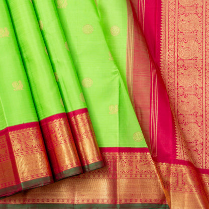 Green And Red Kanchipuram Silk Saree For Wedding Wear PV NYC 1455