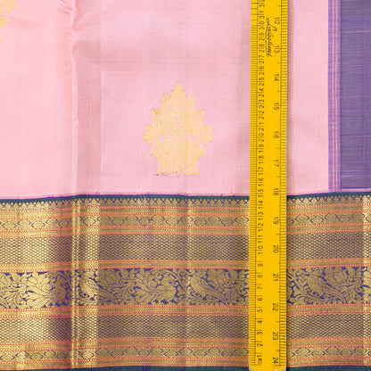 Pastel Pink And Mayilkazhuthu Blue Kanchipuram Silk Saree For Festive Wear PV NYC 1511