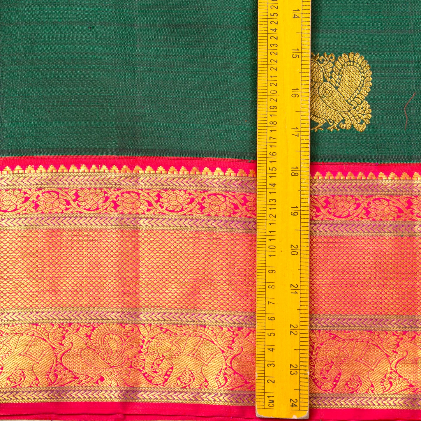 Green And Pink Kanchipuram Silk Saree For Festive Wear PV NYC 1472