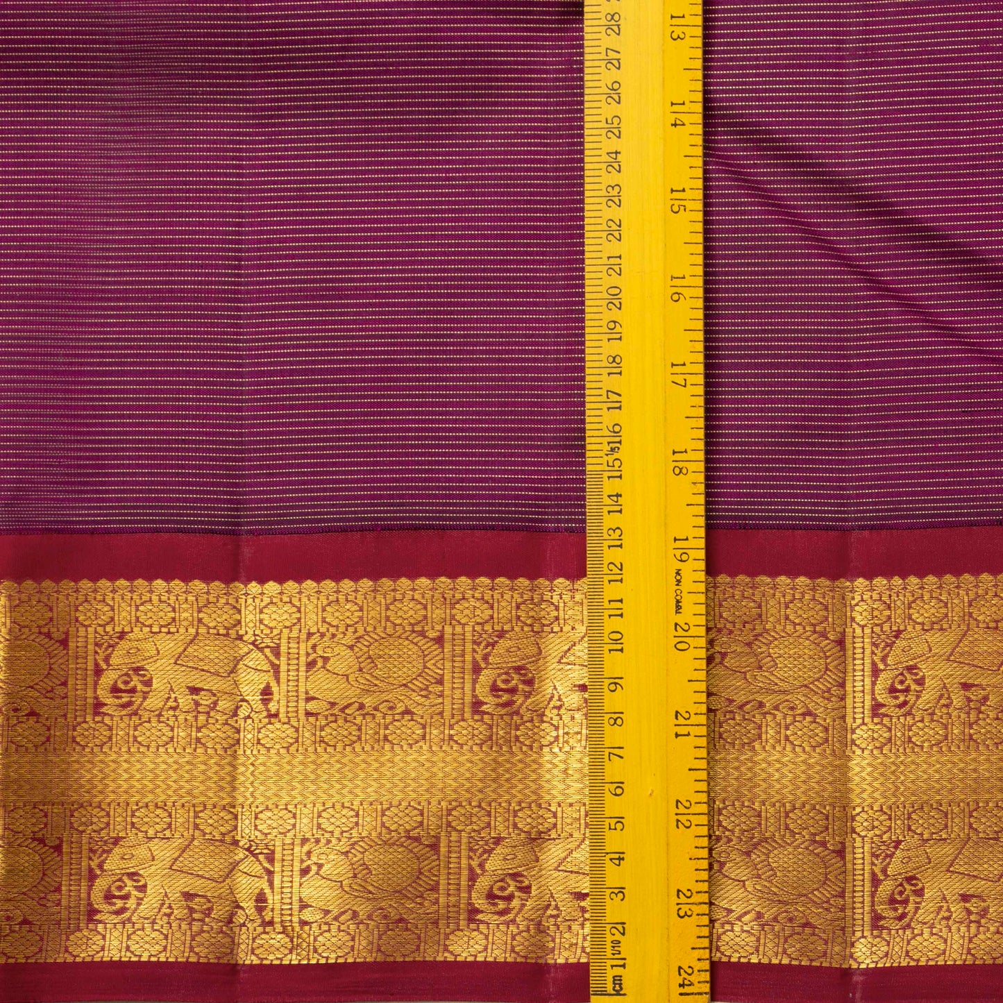 Purple And Rust Maroon Kanchipuram Silk Saree With Vaira Oosi Zari Stripes For Wedding Wear PPV 2055 - Silk Sari - Panjavarnam PV 2055
