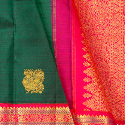 Green And Pink Kanchipuram Silk Saree For Festive Wear PV NYC 1472