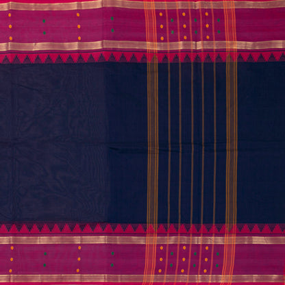 Blue And Pink Kanchi Cotton Saree For Festive Wear PV MM KC 950