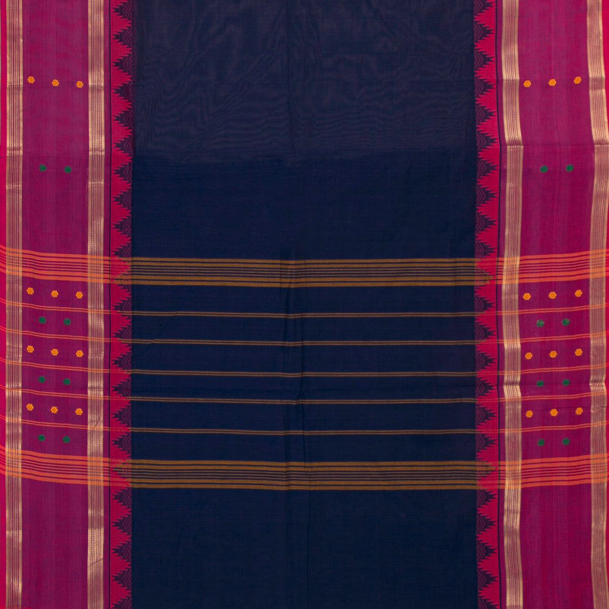 Blue And Pink Kanchi Cotton Saree For Festive Wear PV MM KC 950