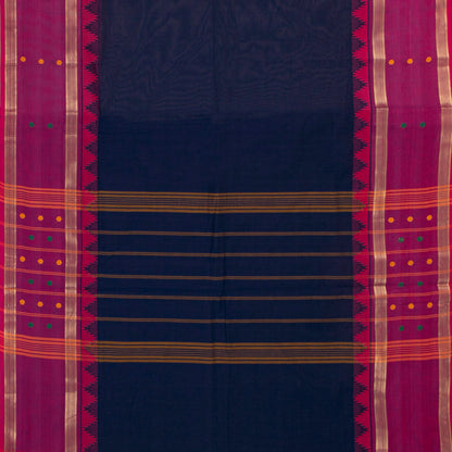Blue And Pink Kanchi Cotton Saree For Festive Wear PV MM KC 950