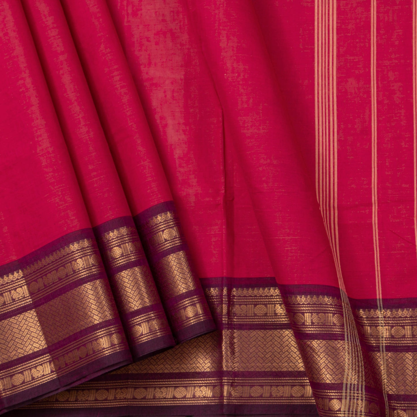 Pink And Purple Kanchi Cotton Saree For Festive Wear PV MM KC 683