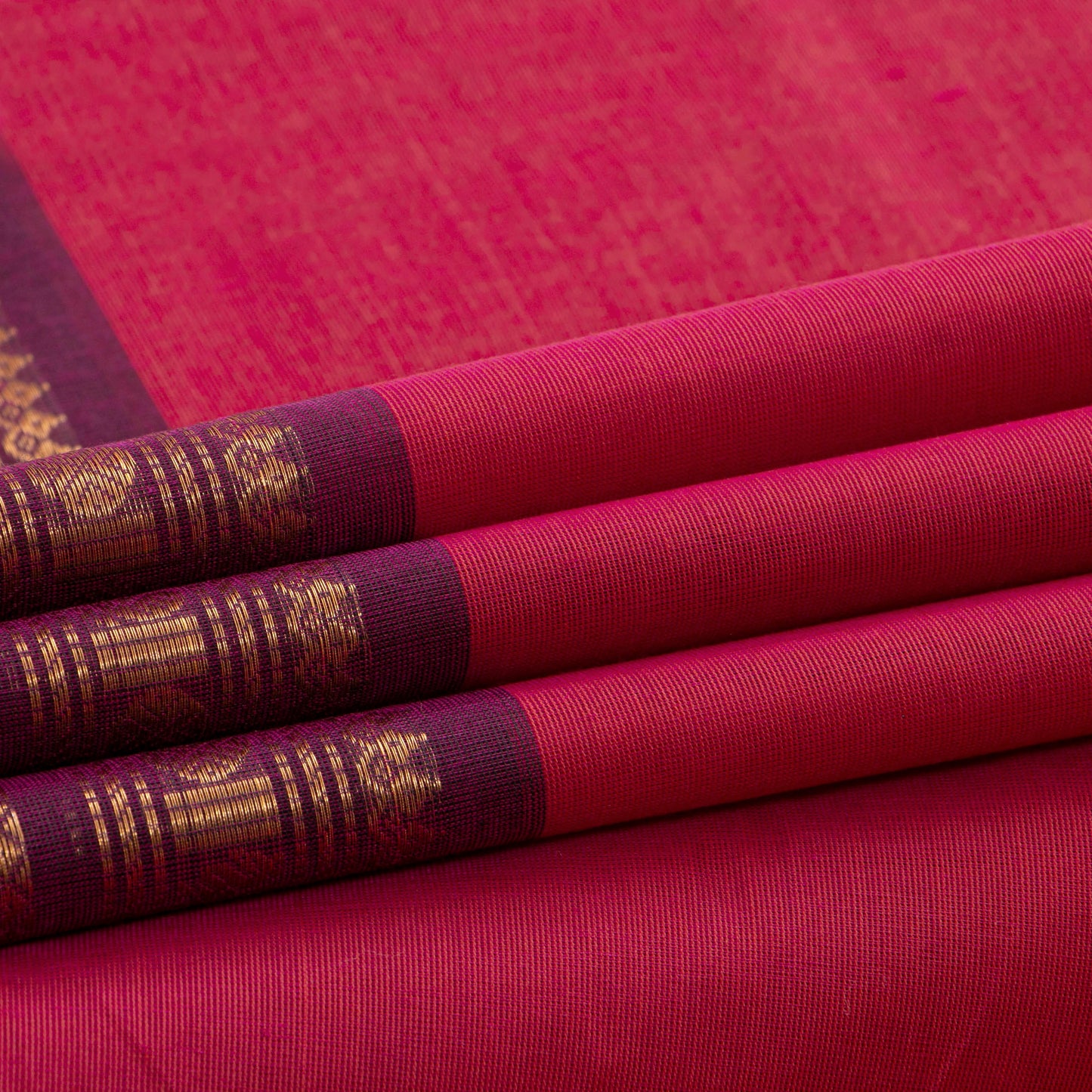 Pink And Purple Kanchi Cotton Saree For Festive Wear PV MM KC 683