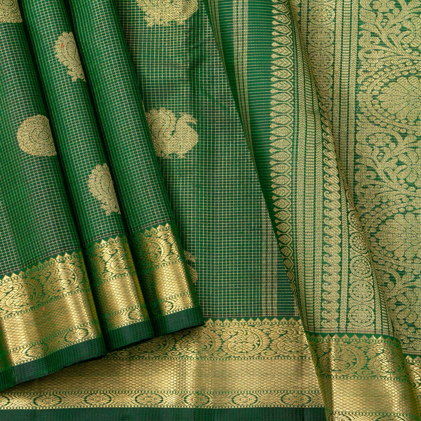 Green Kanchipuram Silk Saree For Wedding Wear PV NYC 1578