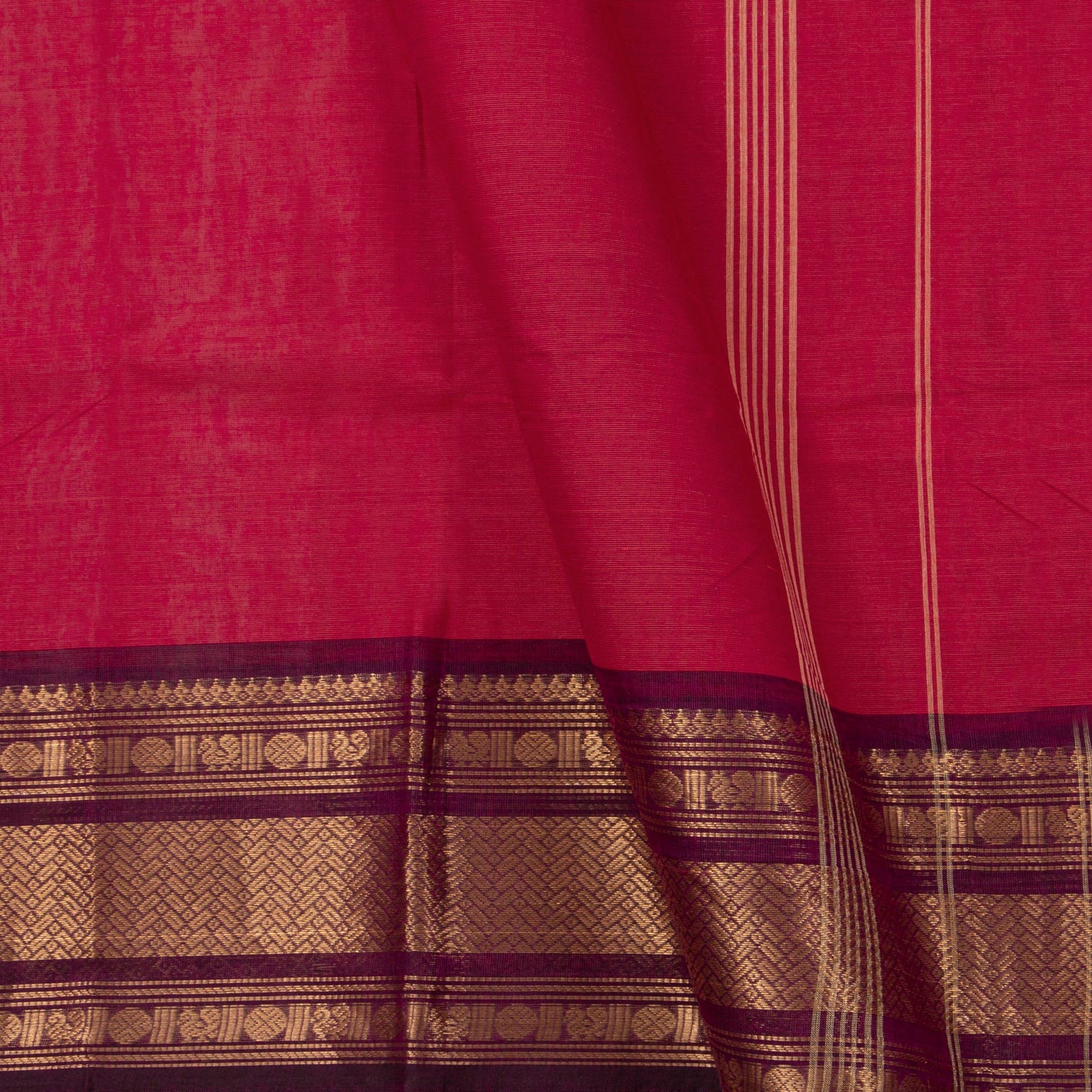 Pink And Purple Kanchi Cotton Saree For Festive Wear PV MM KC 683