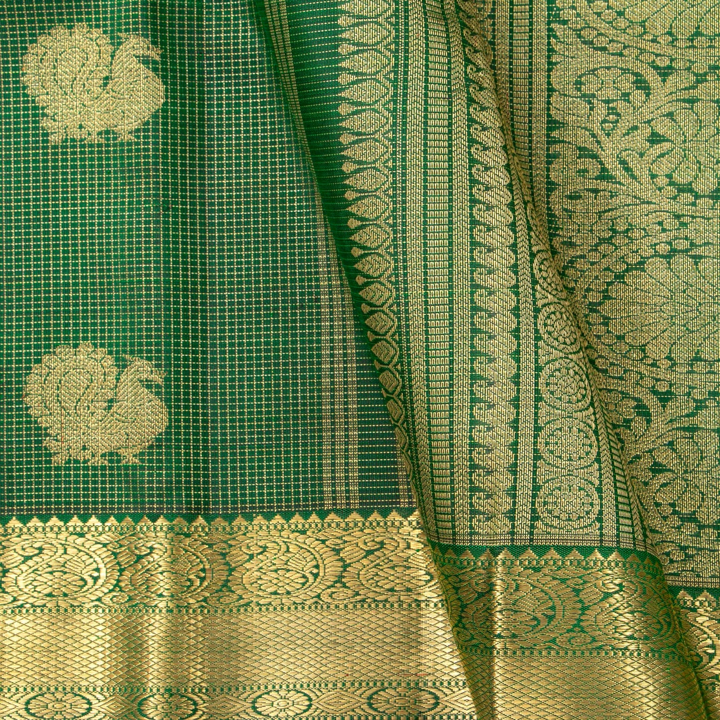 Green Kanchipuram Silk Saree For Wedding Wear PV NYC 1578