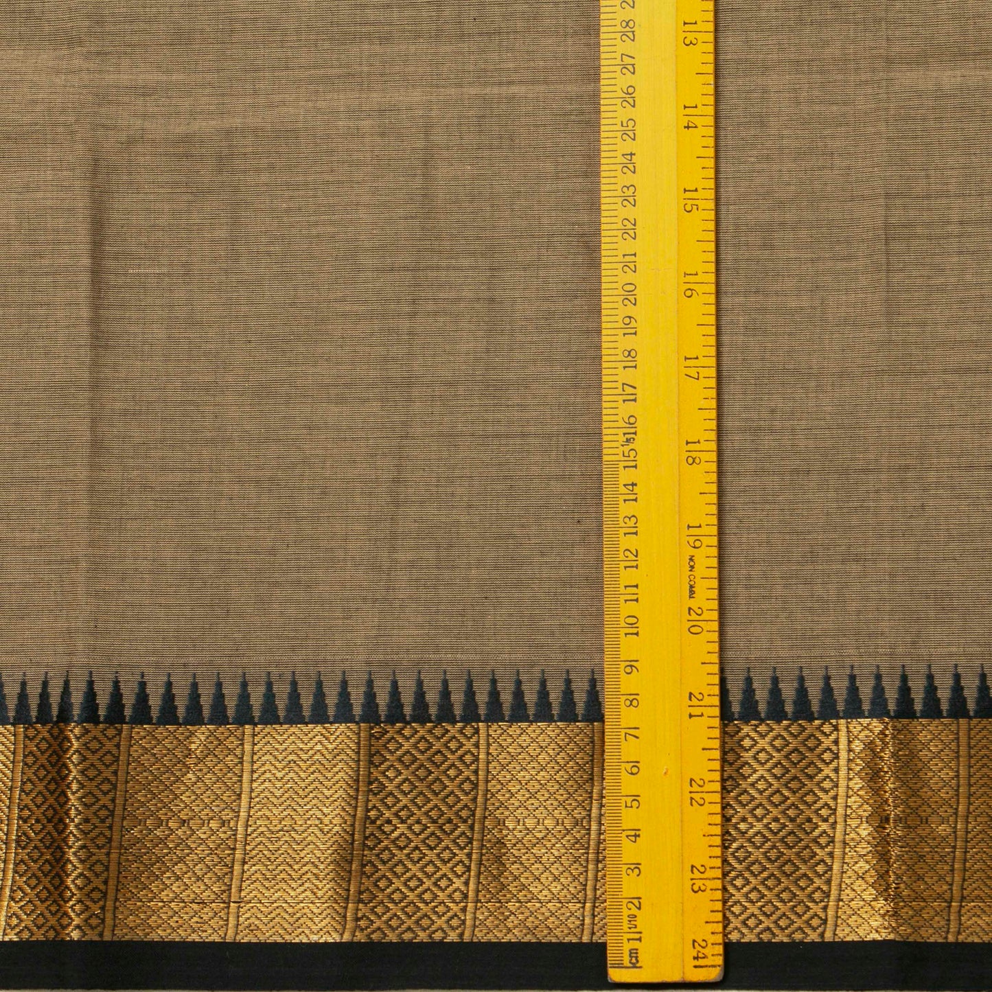 Fawn And Black Kanchi Cotton Saree For Festive Wear PV MM KC 687