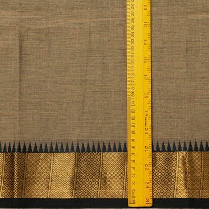 Fawn And Black Kanchi Cotton Saree For Festive Wear PV MM KC 687