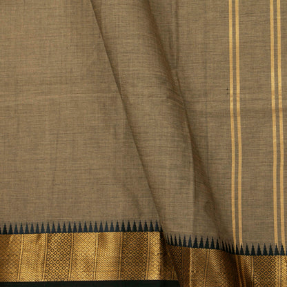 Fawn And Black Kanchi Cotton Saree For Festive Wear PV MM KC 687