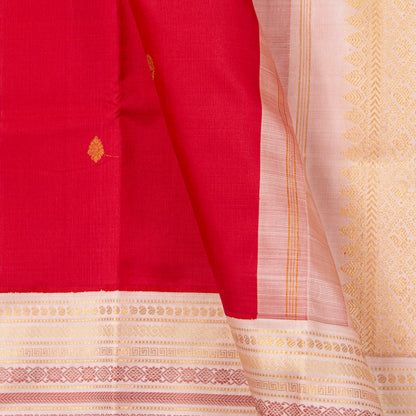 Red And Cream Kanchipuram Silk Saree For Wedding Wear PV NYC 1442