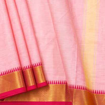 Pastel Pink Kanchi Cotton Saree For Festive Wear PV MM KC 685