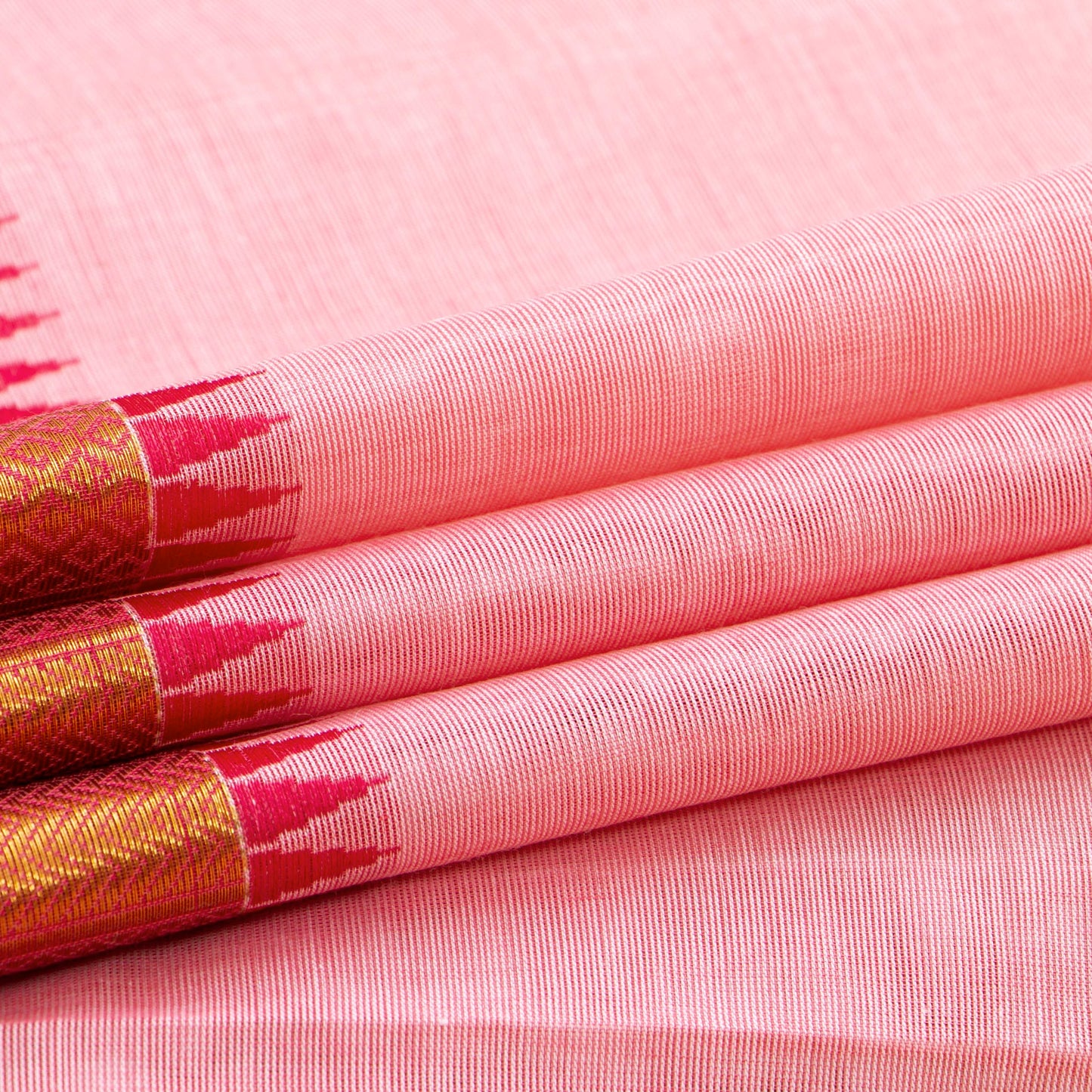 Pastel Pink Kanchi Cotton Saree For Festive Wear PV MM KC 685