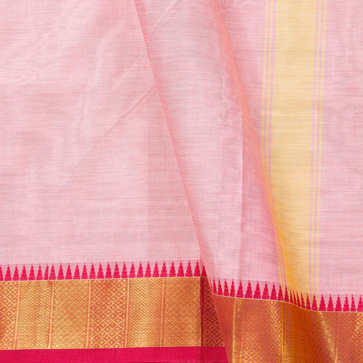 Pastel Pink Kanchi Cotton Saree For Festive Wear PV MM KC 685