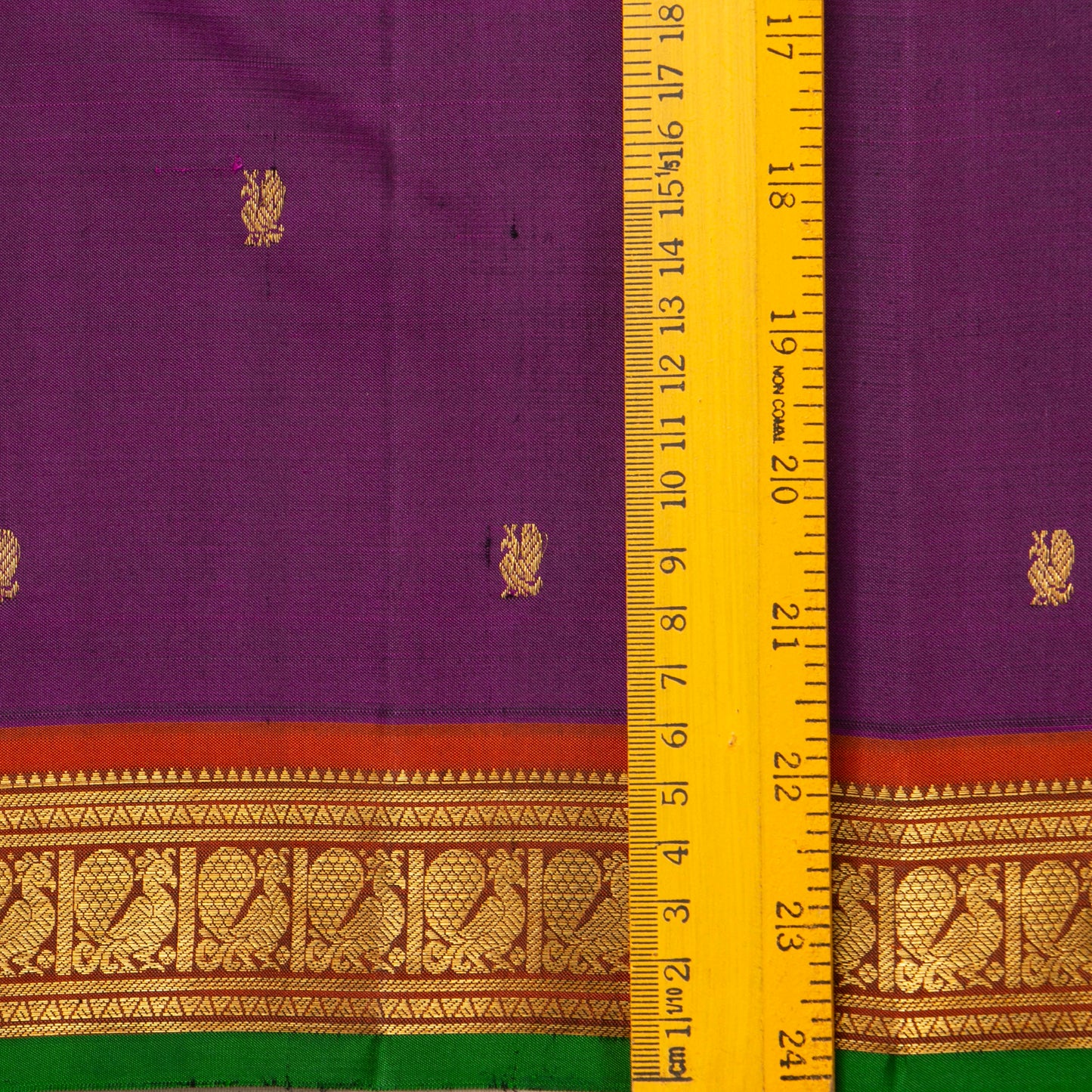 Purple And Rust Kanchipuram Silk Saree For Festive Wear PV J 1482