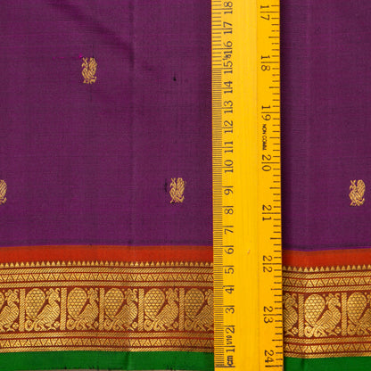 Purple And Rust Kanchipuram Silk Saree For Festive Wear PV J 1482