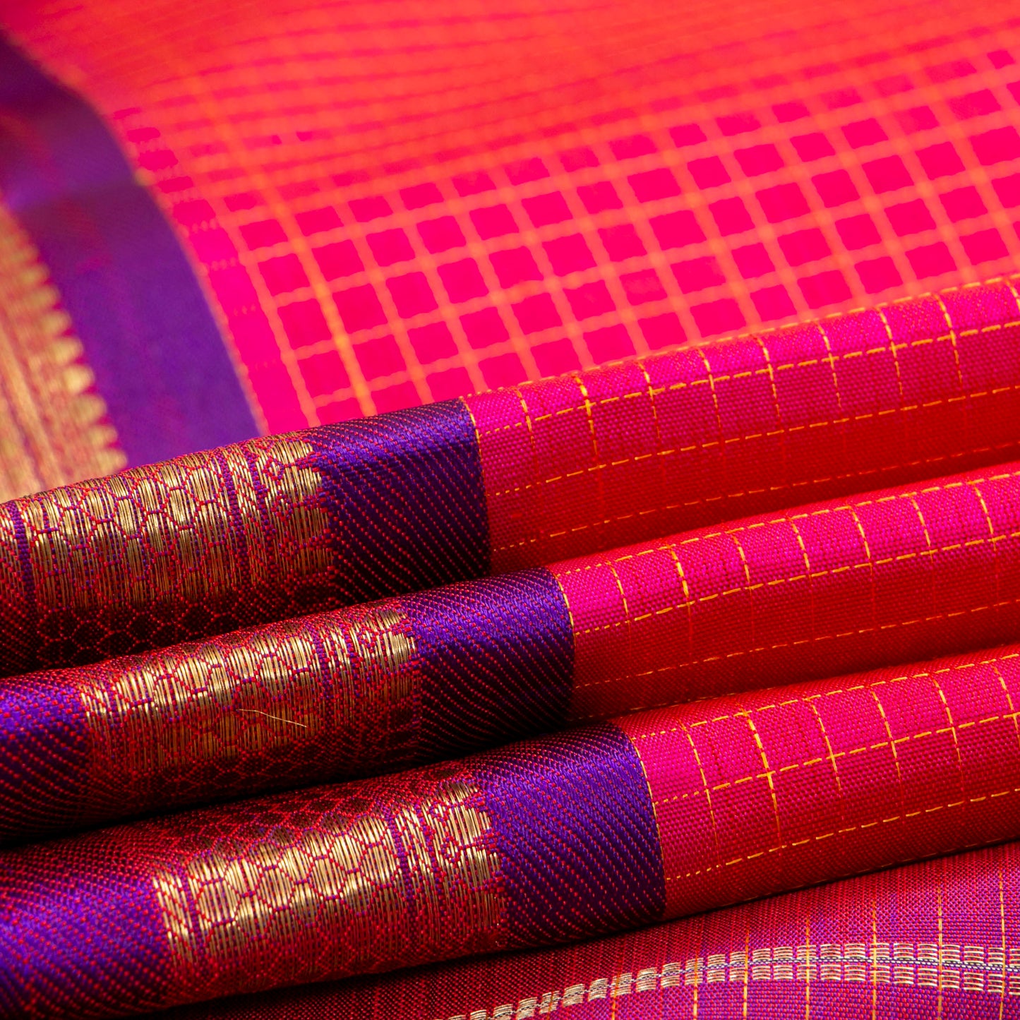 Pink And Purple Kanchipuram Silk Saree For Festive Wear PV NYC 1574