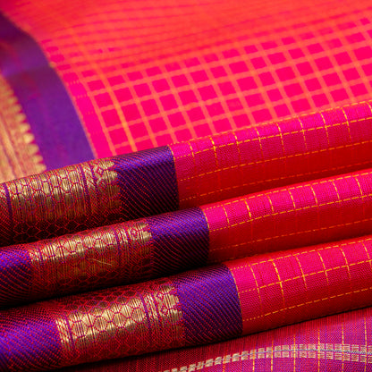 Pink And Purple Kanchipuram Silk Saree For Festive Wear PV NYC 1574