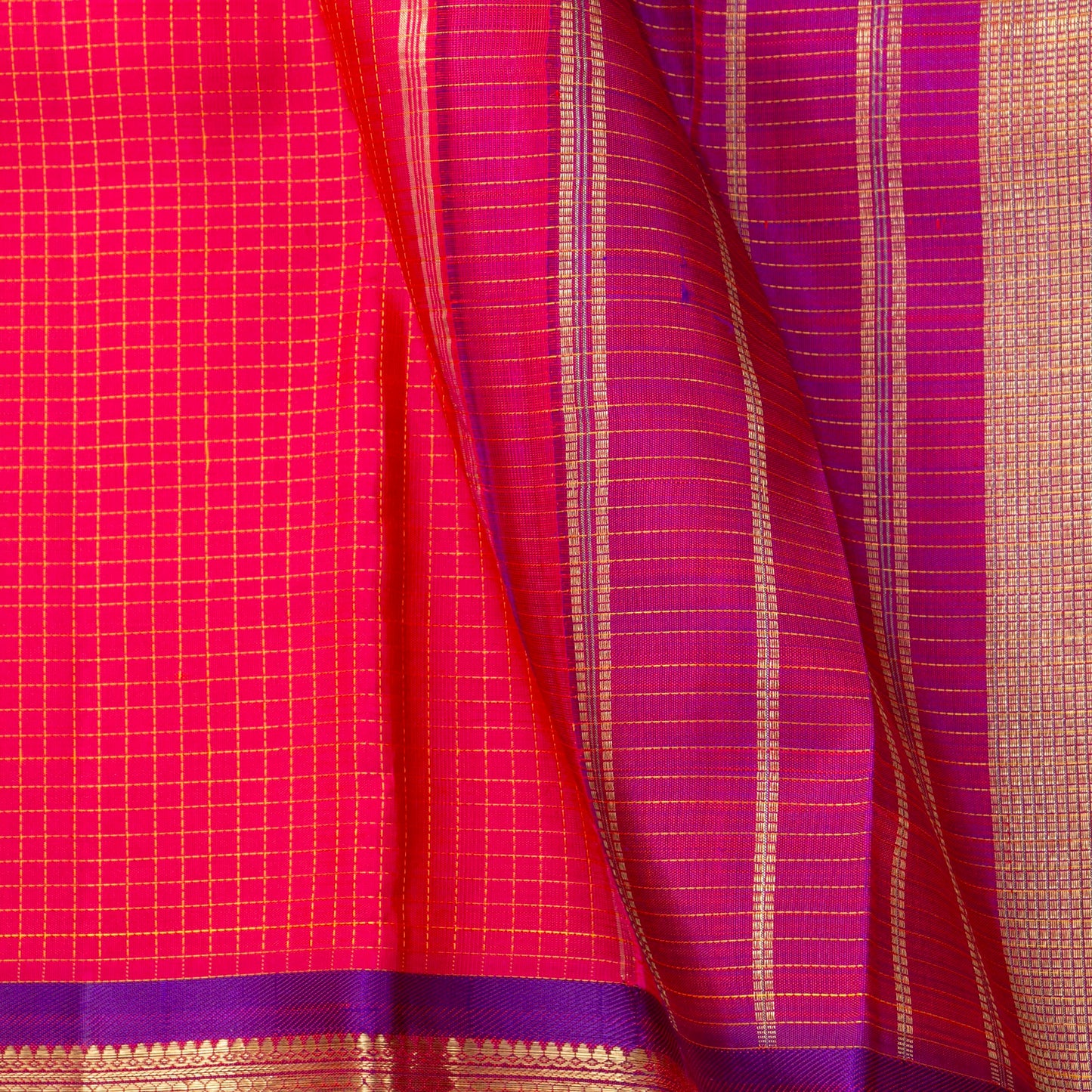 Pink And Purple Kanchipuram Silk Saree For Festive Wear PV NYC 1574