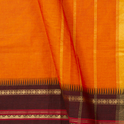 Orange And Brown Kanchi Cotton Saree For Festive Wear PV MM KC 679