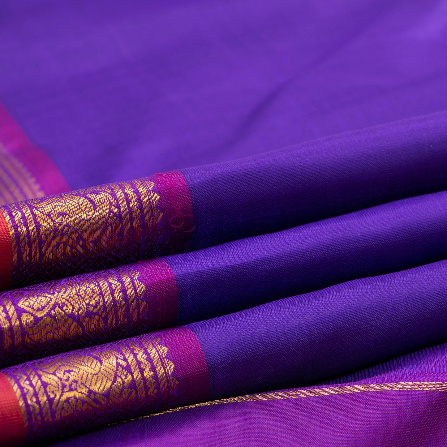 Violet And Magenta Kanchipuram Silk Saree For Festive Wear PV J 1436