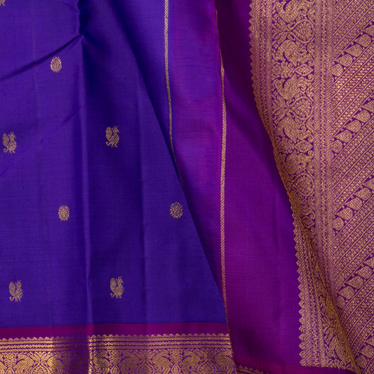 Violet And Magenta Kanchipuram Silk Saree For Festive Wear PV J 1436