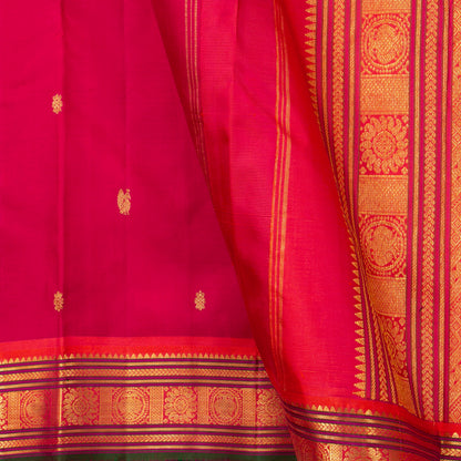 Pink And Orange Kanchipuram Silk Saree For Festive Wear PV J 1513