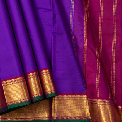 Purple And Magenta Kanchipuram Silk Saree For Festive Wear PV J 1208