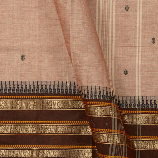 Beige And Brown Kanchi Cotton Saree For Festive Wear PV MM KC 861