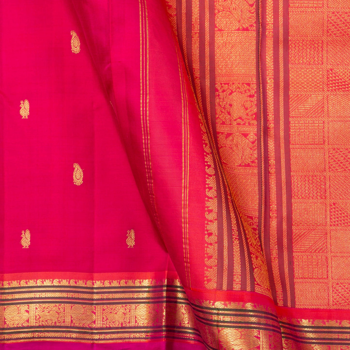 Pink Kanchipuram Silk Saree For Festive Wear PV J 1897