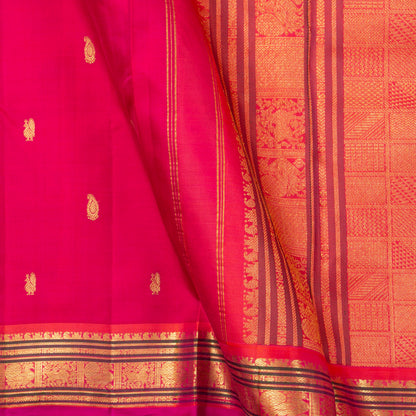 Pink Kanchipuram Silk Saree For Festive Wear PV J 1897