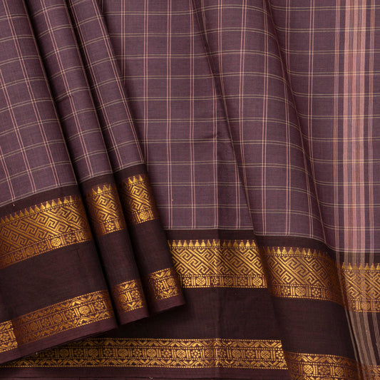 Mauve And Brown Kanchi Cotton Saree For Festive Wear PV MM KC 742