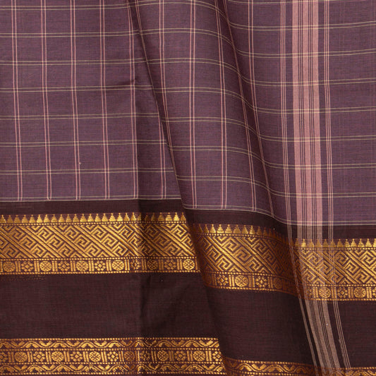 Mauve And Brown Kanchi Cotton Saree For Festive Wear PV MM KC 742
