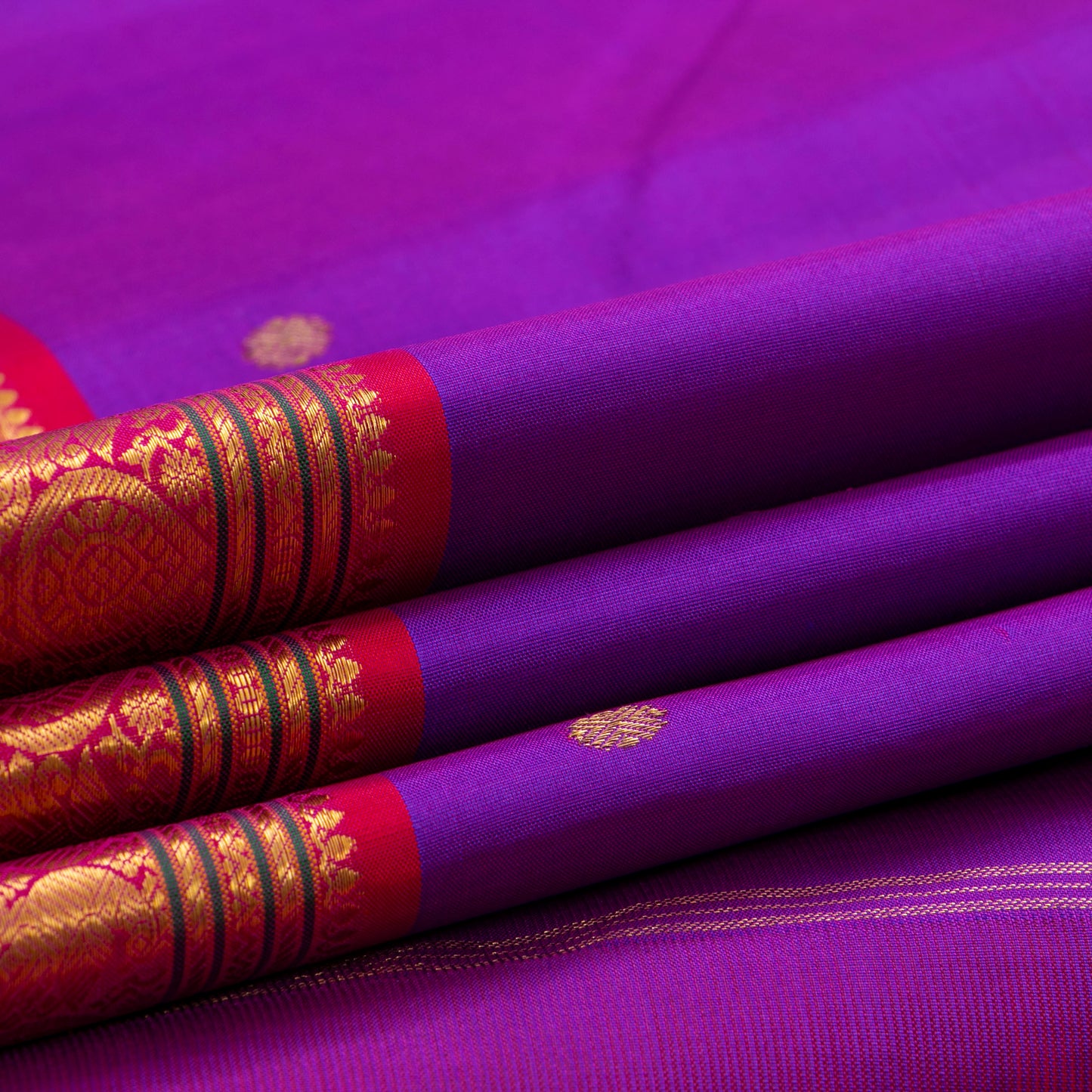 Magenta And Red Kanchipuram Silk Saree For Festive Wear PV J 1896