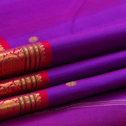 Magenta And Red Kanchipuram Silk Saree For Festive Wear PV J 1896