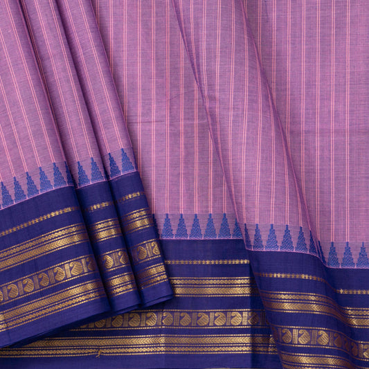 Lavender And Blue Kanchi Cotton Saree For Festive Wear PV MM KC 744