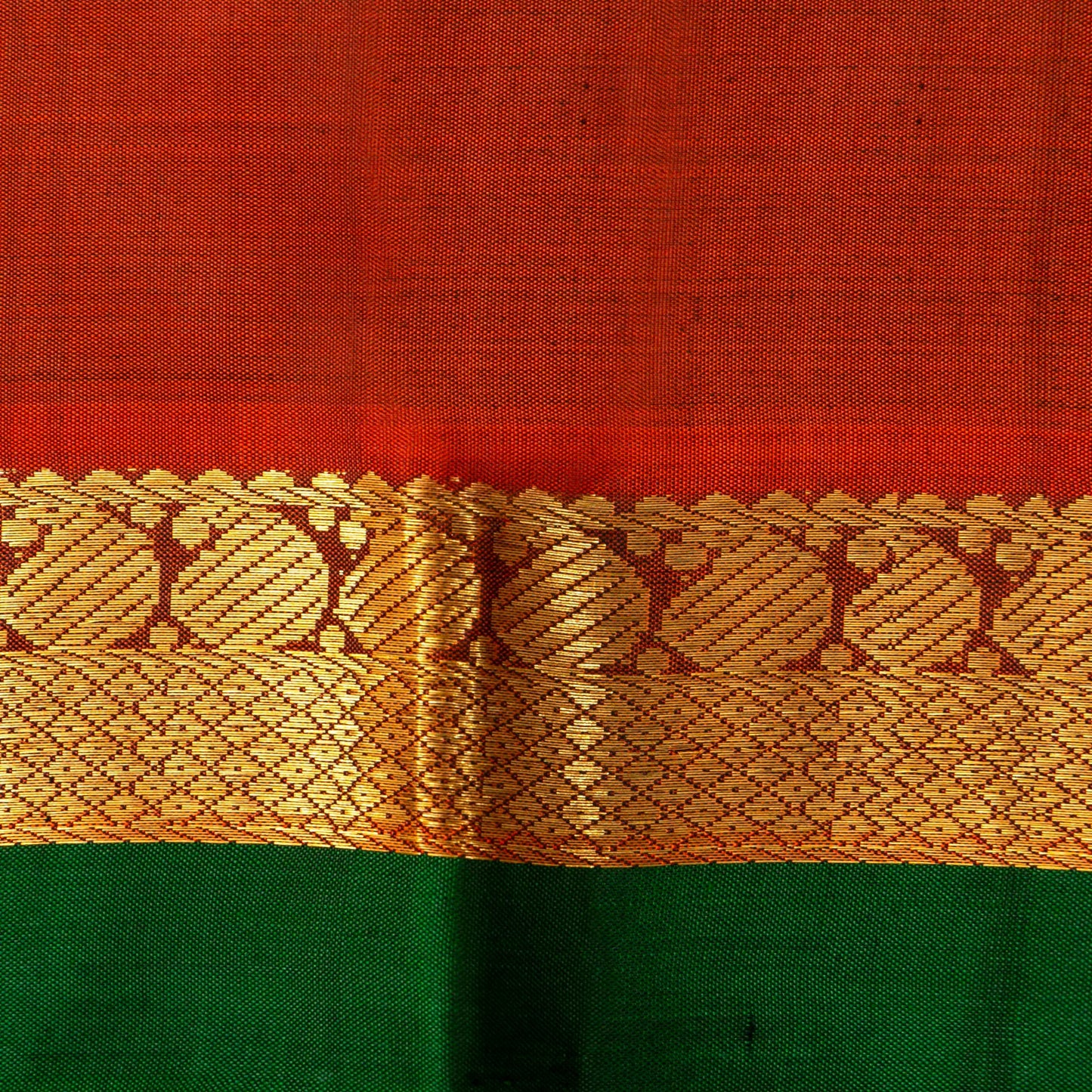 Purple And Rust Kanchipuram Silk Saree With Malli Moggu Motifs For Festive Wear PV J 1217