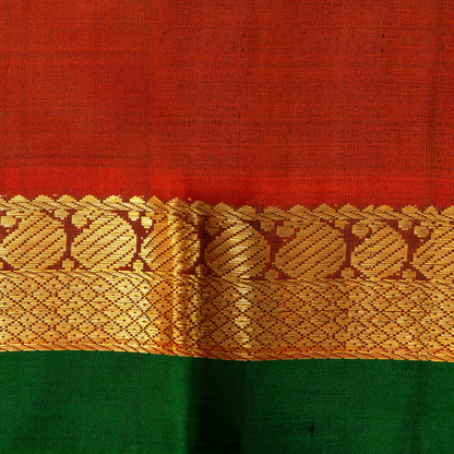 Purple And Rust Kanchipuram Silk Saree With Malli Moggu Motifs For Festive Wear PV J 1217