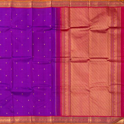Magenta And Red Kanchipuram Silk Saree For Festive Wear PV J 1896
